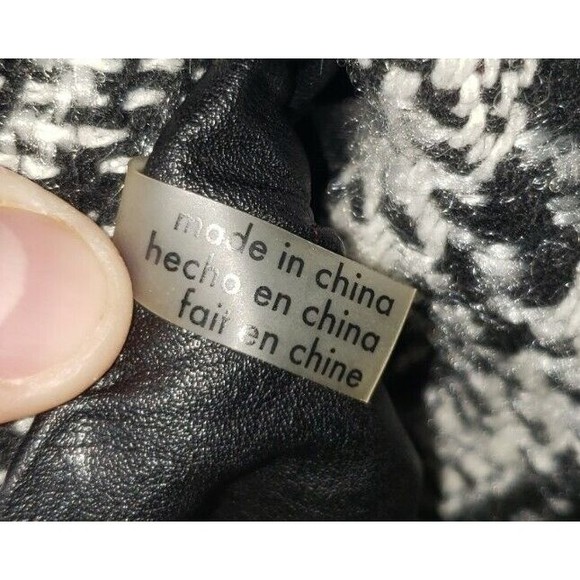 Guess Women's Wool Blend Faux Leather Arms Fringe Trim Plaid MOTO Jacket Sz M - Picture 9 of 10